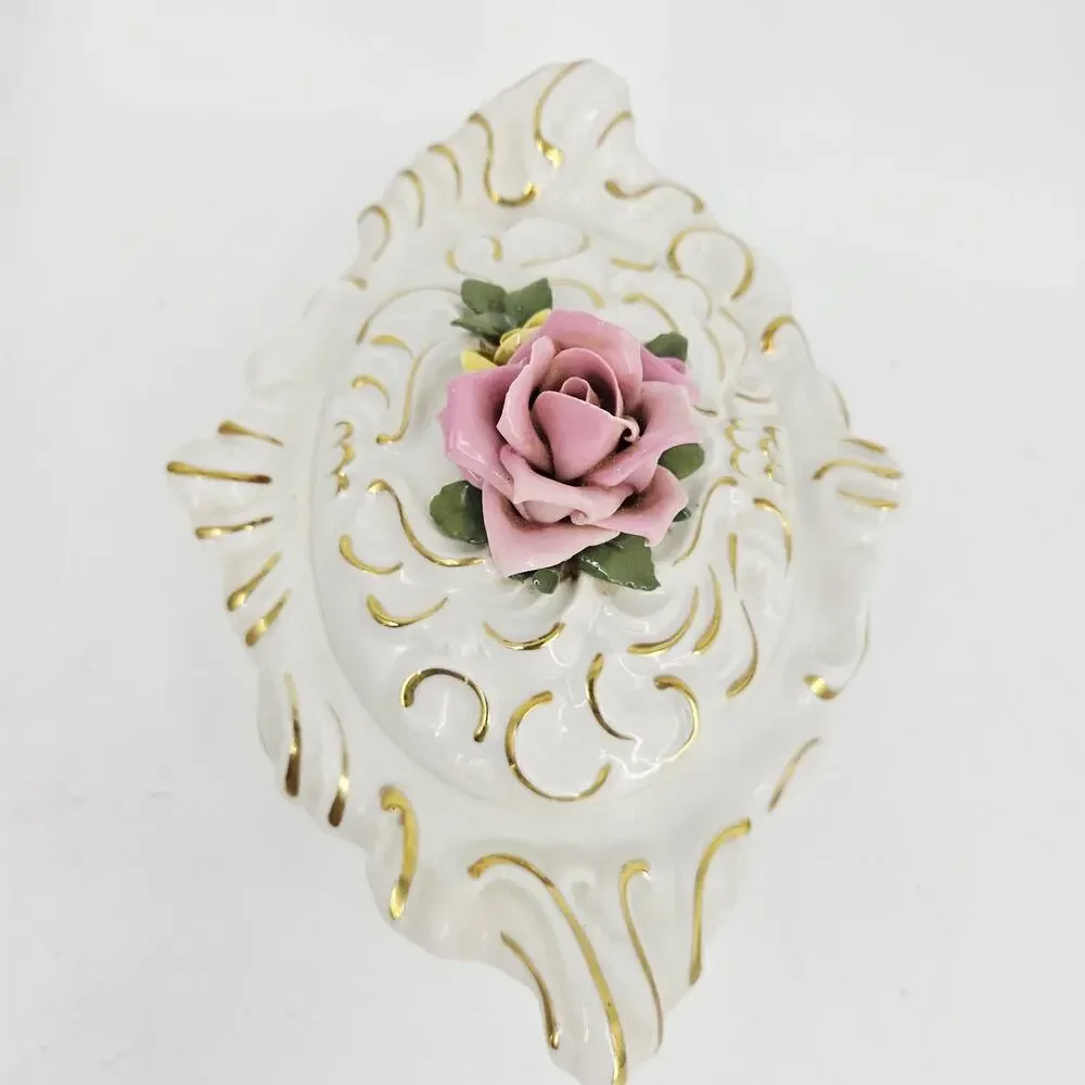 Sandizell Hoffner & Co Dresden Oval Bowl Dish w/ Lid 1960's 9.5